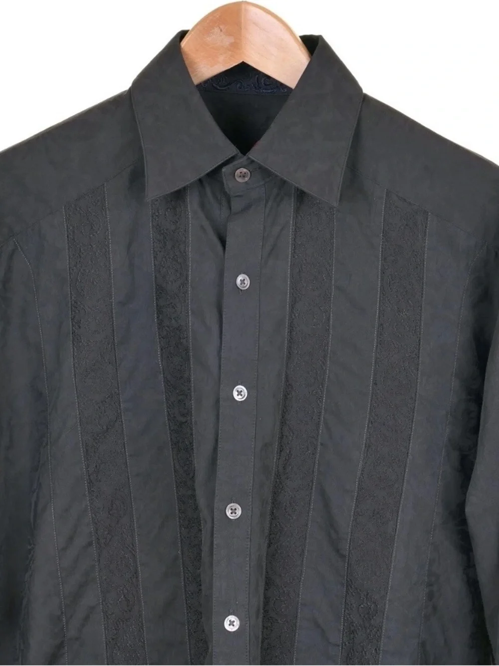 Robert Graham Cotton Jacquard Paisley Woven Inlay Button Up Casual Shirt M
